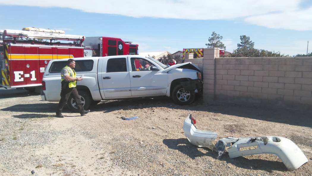 A woman and child, along with an elderly male, were transported to Desert View Hospital following a two-vehicle collision at Calvada Boulevard and Red Rock Drive Wednesday afternoon. All are expec ...