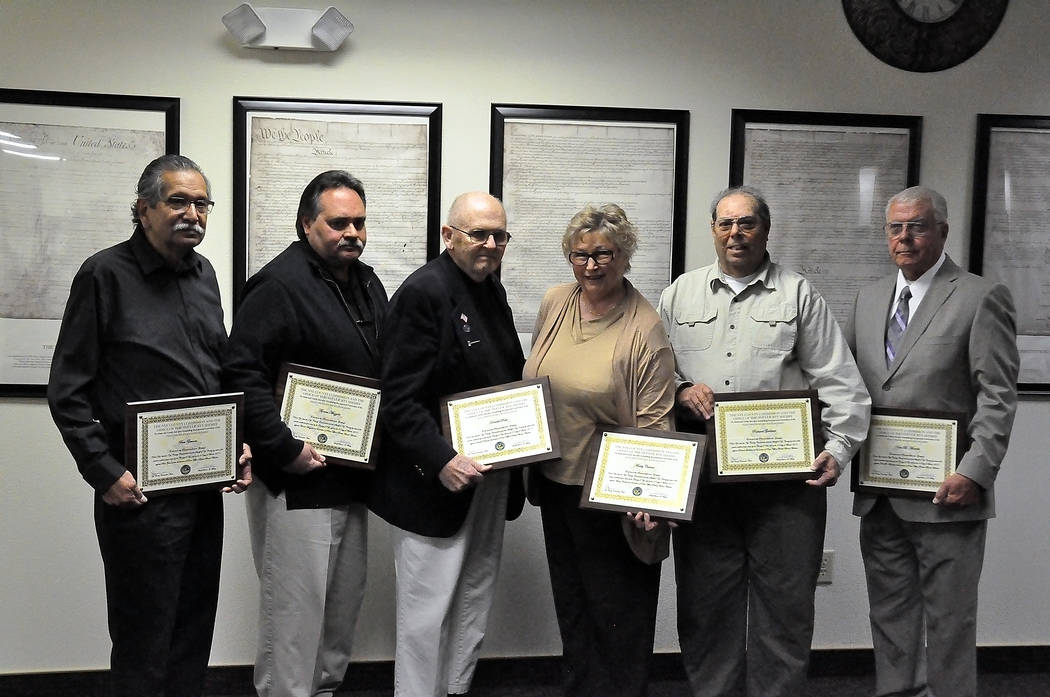Horace Langford Jr./Pahrump Valley Times
Eight Pahrump residents graduated from training for the first ever Nye County Peace Officer Advisory Review Board on Friday. Pictured from left are Ben Zam ...