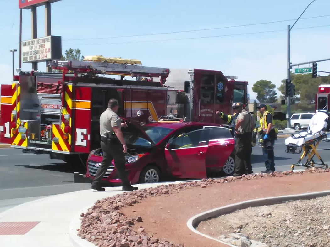 Selwyn Harris/Pahrump Valley Times
Fire Chief Scott Lewis said crews were forced to remove a door on one vehicle to free a person trapped inside the vehicle. After assessing the passenger, it was  ...