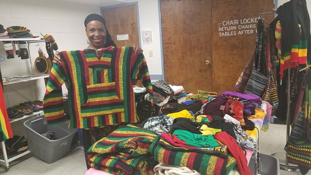 David Jacobs/Pahrump Valley Times
Margo Tyrell displayed arts and crafts at the inaugural Caribbean Mardi Gras Carnival/Reggae Festival on March 25 in Pahrump. In addition to displaying the crafts ...