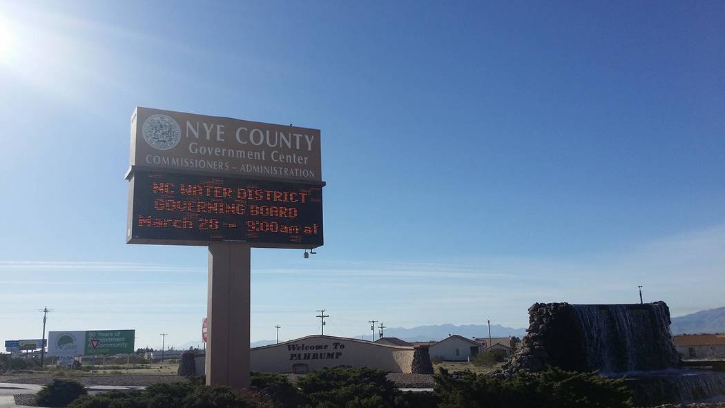 David Jacobs/Pahrump Valley Times
The Nye County government center is shown in this 2016 photo taken in Pahrump. According to data, the average household in Nye County earns $41,712 annually, abou ...