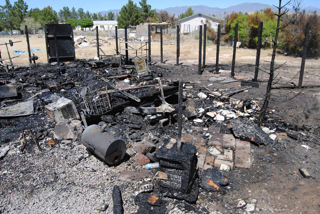 Special to Pahrump Valley Times 
On Saturday fire crews were dispatched to the area of Dove and Chucker streets for a wind-driven structure fire just after 12 p.m. Fire crew battled the destructiv ...