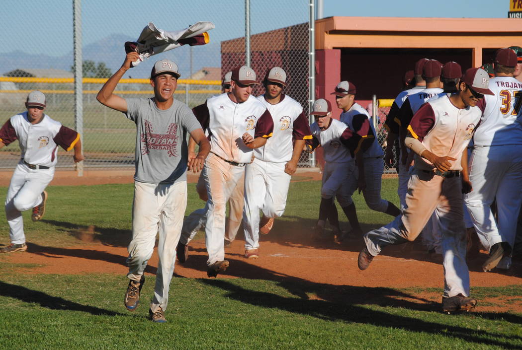 Charlotte Uyeno/Pahrump Valley Times
Trojans beat Mojave last Thursday to win the league title and a celebration on the field ensued. It was the first time since 2001 that the Trojans won the leag ...