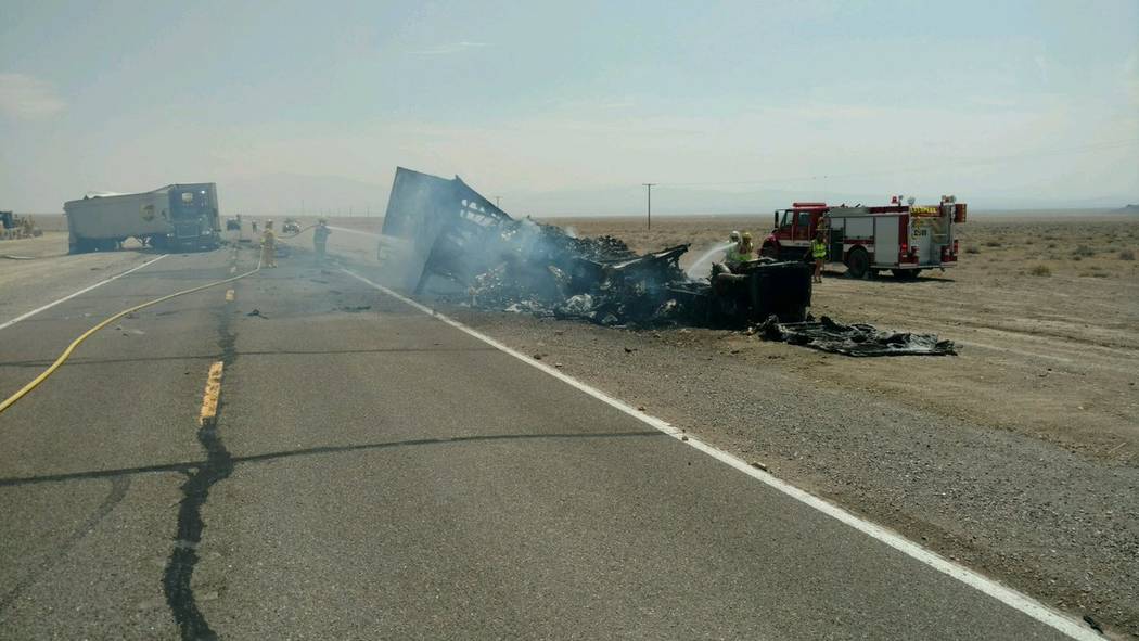 Nevada Highway Patrol via Twitter Driver of a big rig was killed after