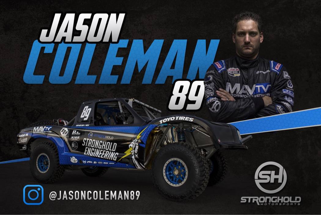 Special to the Pahrump Valley Times

Jason Coleman stands with his No. 89 Trick Truck, which he will be driving in the Vegas to Reno race on Aug. 18, which starts in Beatty. He said he will be one ...