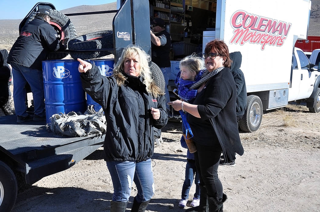 Horace Langford Jr./Pahrump Valley Times

This year’s Vegas to Reno pit crew for Jason Coleman will still be a lot of family. His aunt, Cary Jubinsky, who lives in Pahrump, will be crewing for h ...