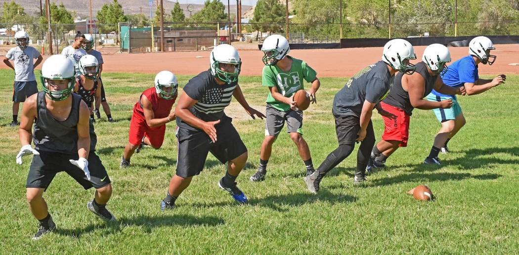 Richard Stephens/Pahrump Valley Times
The Beatty Hornets are seen above in practice earlier in the week. Beatty football head coach, Leo Verzilli says the team numbers are looking good. He would l ...