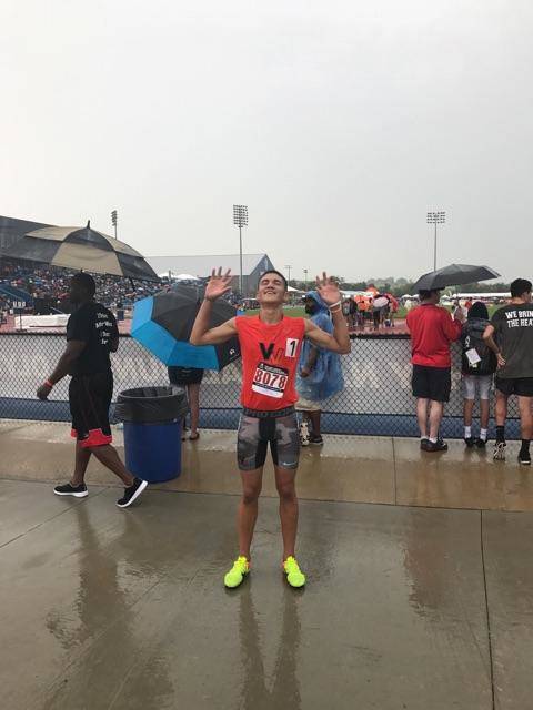 Special to the Pahrump Valley Times
Jose Granados enjoying the moment of being a part of the Junior Olympics, which was at Rock Chalk Park, the home of Kansas Track and Field, in Lawrence from Jul ...