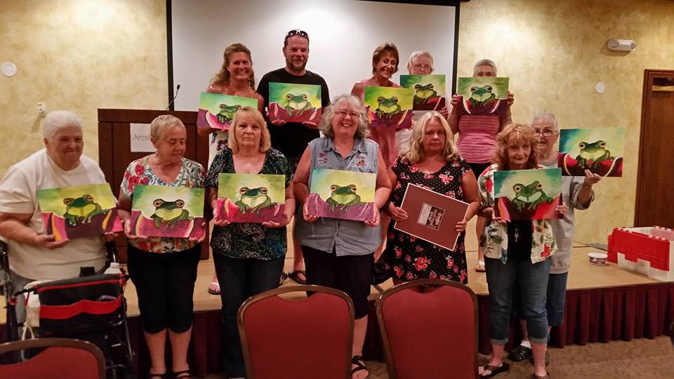 Laurie McCaslin/Special to the Pahrump Valley Times
Attendees of the Cocktails and Canvas event at Nevada Treasure RV Resort at 301 W. Leslie St. hold their painting of Prince Charming. A monthly  ...