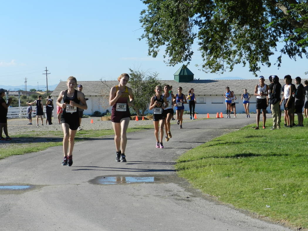Special to the Pahrump Valley Times
Senior Cynthia Martin, at right, is a newcomer to cross-country this year. She came in 10th place overall for the girls in the newcomer’s meet (22:27).