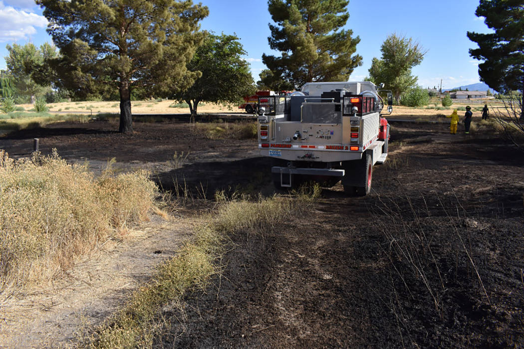 Special to the Pahrump Valley Times
Fire crews quickly extinguished an approximate one-acre brush fire along the 900 block of East Bourbon Street on Saturday August 26, just before 4 p.m. Crews we ...