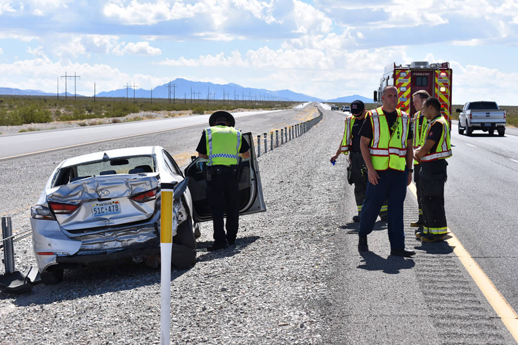 Special to the Pahrump Valley Times 
Emergency crews responded to a two-vehicle collision involving a semi along south Highway 160 at the Trout Canyon turnoff on Wednesday, August 23, just after 2 ...
