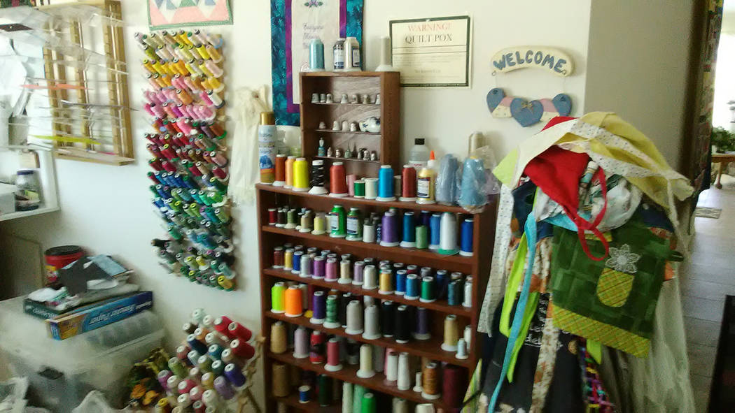 Selwyn Harris/Pahrump Valley Times
Shear has dedicated an entire room for her supplies and tools of the trade. She noted that she can create a full-sized quilt within a month or so, provided she w ...
