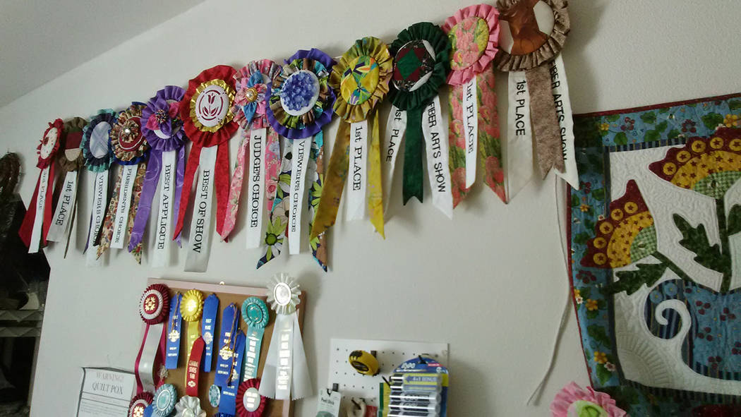 Selwyn Harris/Pahrump Valley Times 
Bare wall space around the Shear residence is a rarity as the quilter has earned scores of awards during the past 14 years. Shear hopes to add to the bounty of  ...