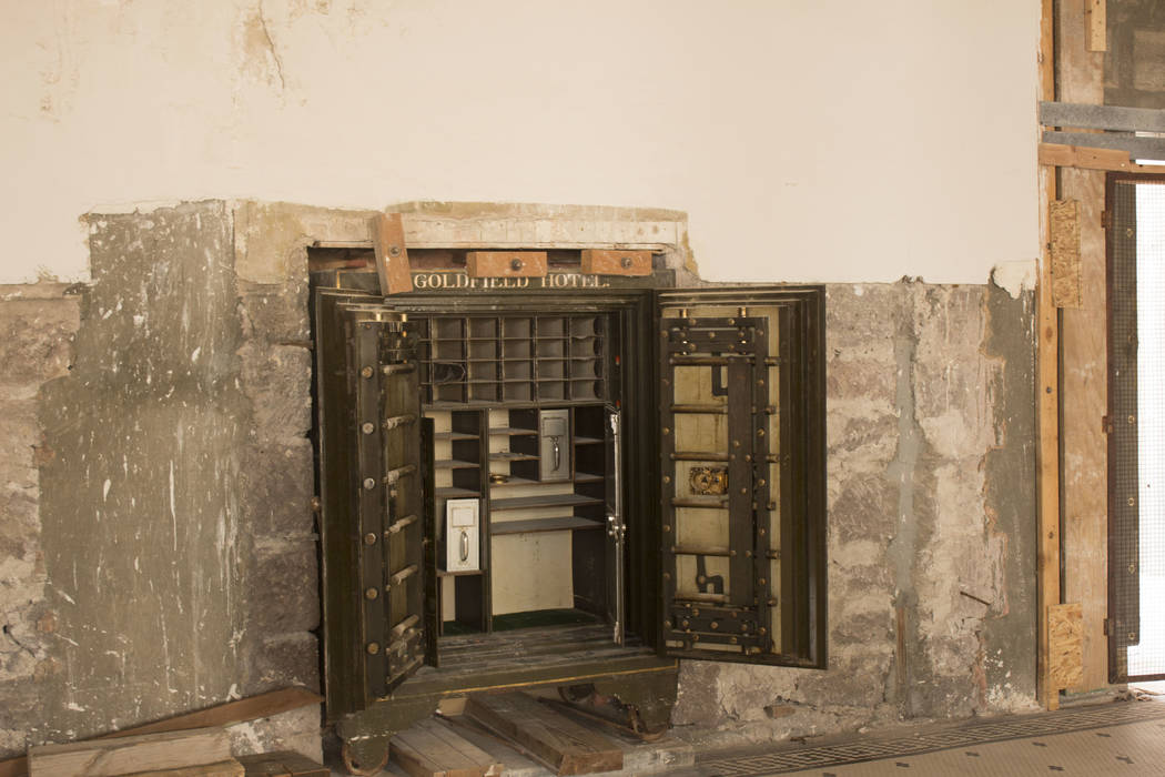 Jeffrey Meehan/Times-Bonanza & Goldfield News
The Goldfield Hotel safe inside the lobby of the property built in 1908. The property is being renovated for a partial opening in 18 months.