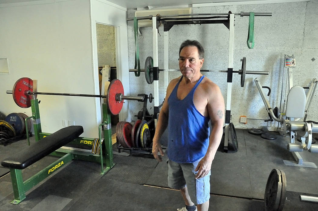 Horace Langford Jr./Pahrump Valley Times

Gary Miller stands in his Alien Rage Gym. At 66, he is a certified APFA trainer and is a strong advocate for senior health.