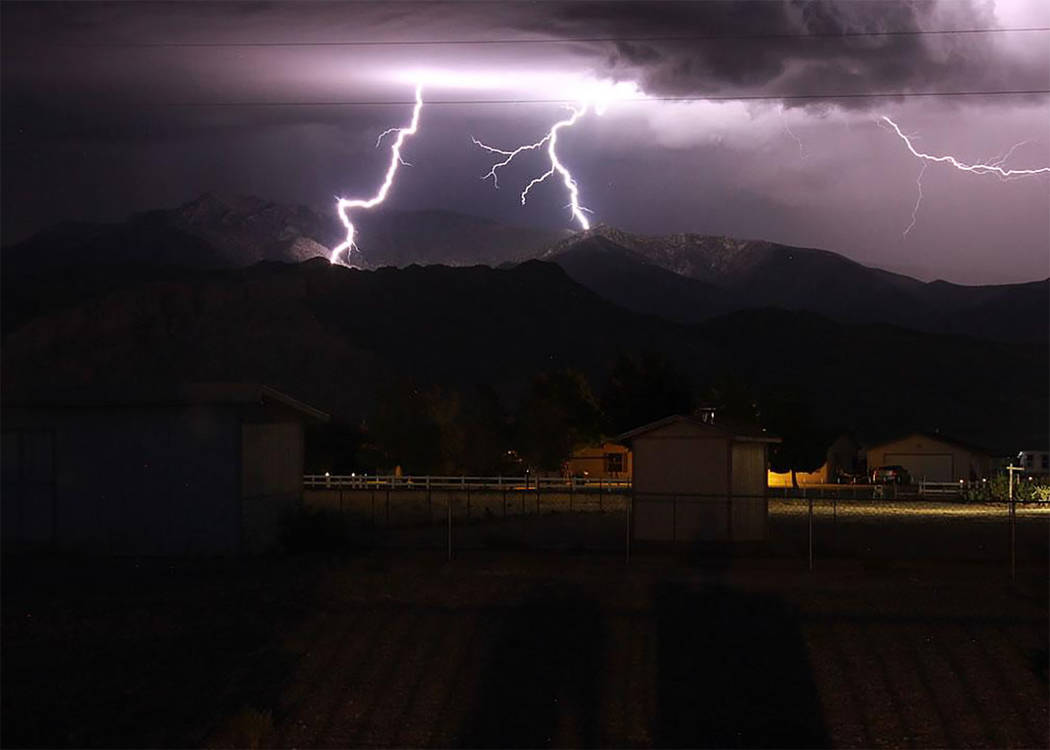 Lightning adds glow to Pahrump skies as storms fire up Pahrump Valley