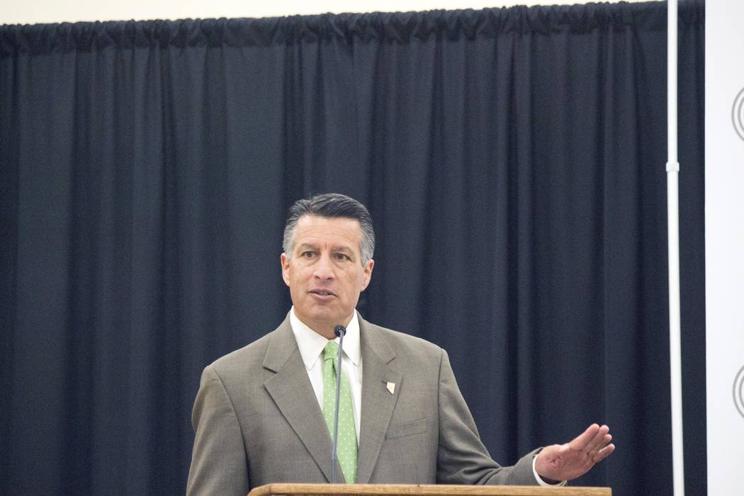 Jeffrey Meehan/Pahrump Valley Times
Gov. Brian Sandoval speaks during an event at Beatty High School welcoming Beatty as the first community in the Silver State to be on all fiber-optic lines for  ...