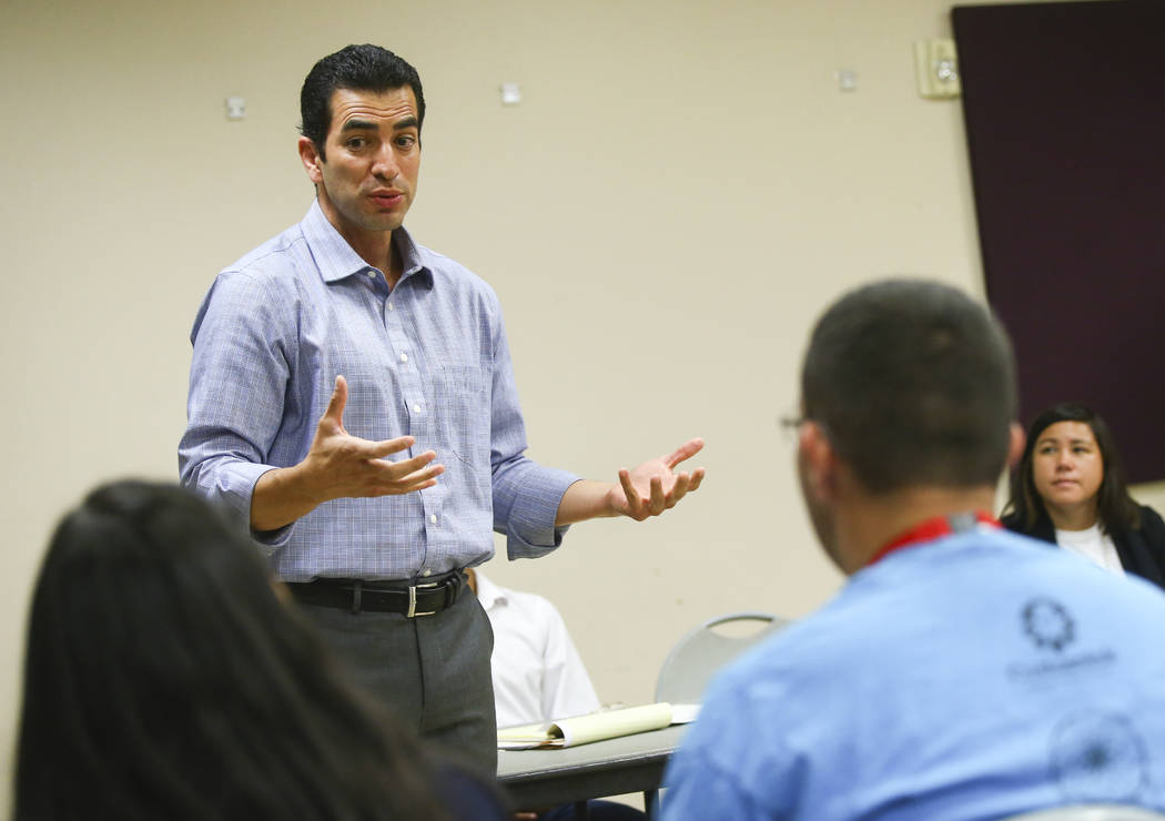 Chase Stevens Las Vegas Review-Journal
U.S. Rep. Ruben Kihuen, D-Nevada, speaks during a panel event held by Latinos Unidos at Pearson Community Center in North Las Vegas on Thursday, Aug. 31, 2017.