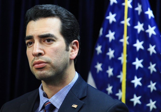 Brett Le Blanc/Las Vegas Review-Journal
U.S. Rep. Ruben Kihuen makes a statement condemning s temporary immigration ban during a news conference in Las Vegas earlier this year.