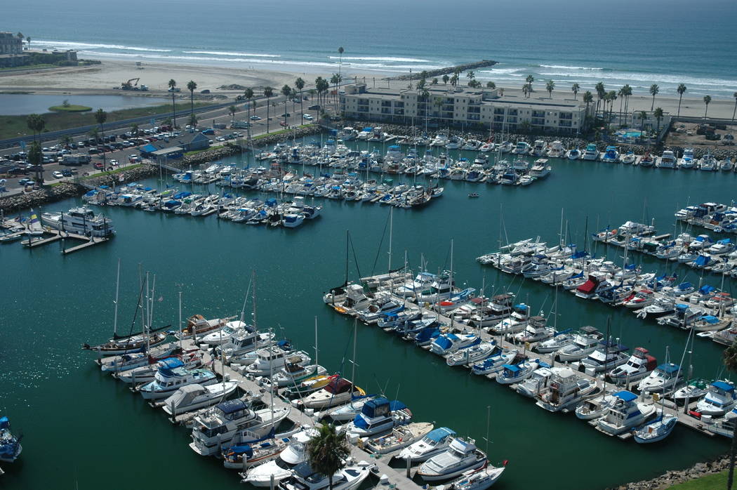 Gary Bennett/Special to the Pahrump Valley Times
Aerial view of Oceanside Harbor in Oceanside, California. The harbor is home to dozens of watercraft.