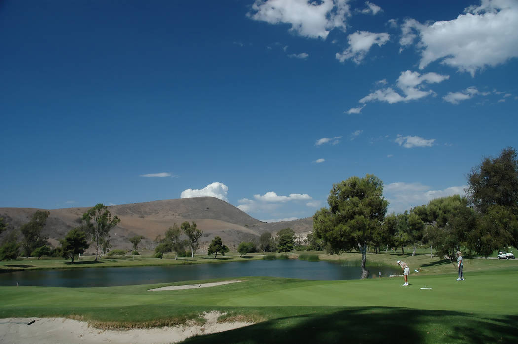 Gary Bennett/Special to the Pahrump Valley Times
The 18th hole at Oceanside Municipal Golf Course at 825 Douglas Drive in Oceanside, California. On the other side of the hills is Camp Pendelton Ma ...