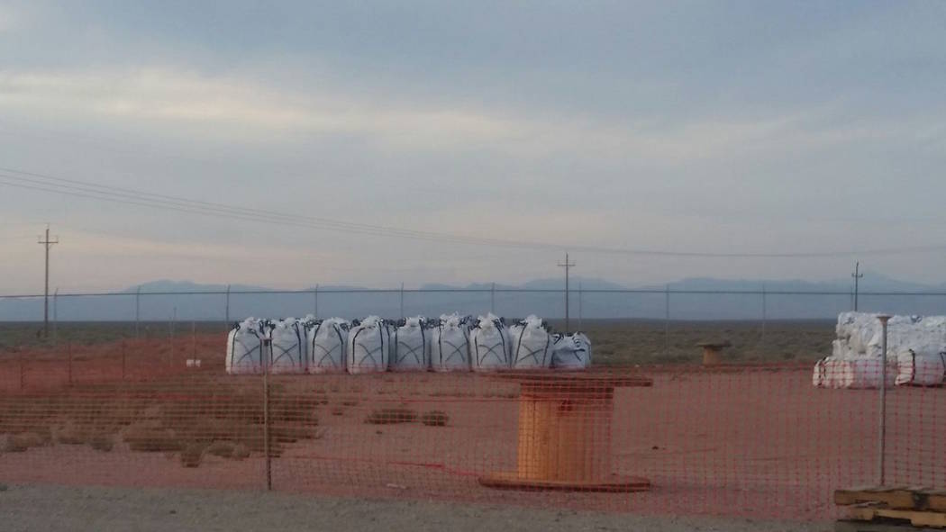Special to the Pahrump Valley Times
Stiver said bags with salt that leaked from hot salt tank are marked with an "X". Stiver said the bags that are sitting outside of Crescent Dunes Solar Energy P ...
