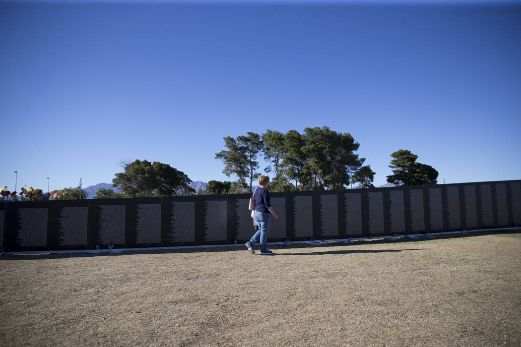 Erik Verduzco/Las Vegas Review-Journal
A replica of Vietnam Veterans Memorial Wall hosted by the American Veterans Traveling Tribute is shown at Craig Ranch Park on Friday, May 19, 2017 in North L ...