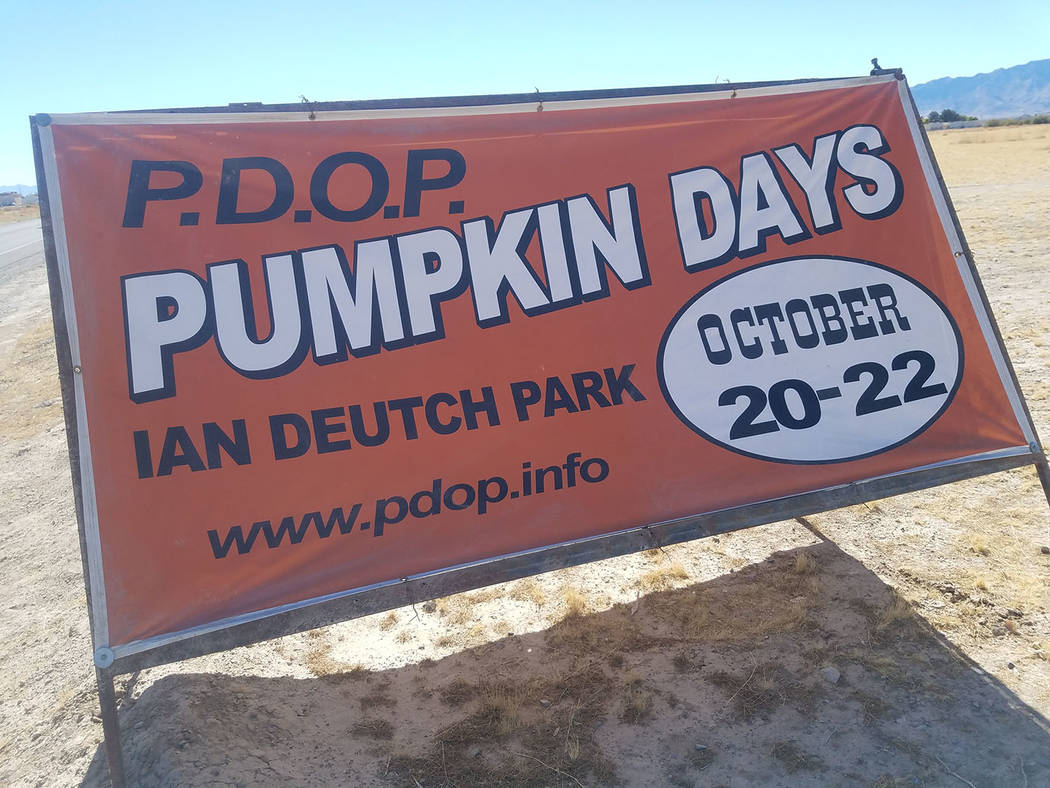 David Jacobs/Pahrump Valley Times
A sign in Pahrump promotes Pumpkins Days, held Oct. 20-22 at Ian Deutch Memorial Park in Pahrump.