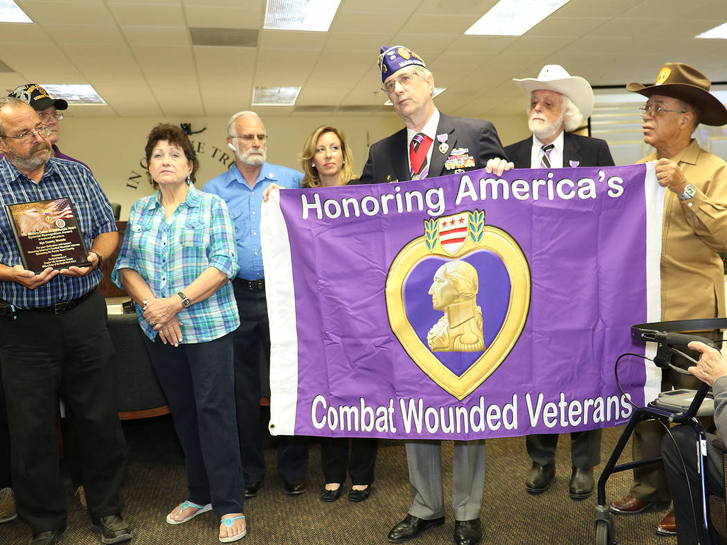 Special to the Pahrump Valley Times -
According to the Military of the Purple Heart website, there are more than 410 Purple Heart counties, cities and towns across the United States. Nye is the fi ...