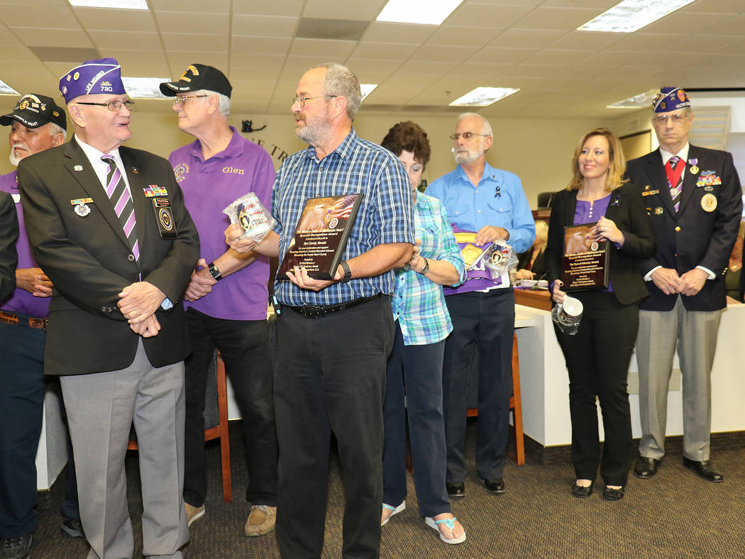 Special to the Pahrump Valley Times
On Oct. 17, Nye County commissioners adopted a proclamation designating Nye County as the first Purple Heart County and Pahrump as the first Purple Heart town i ...
