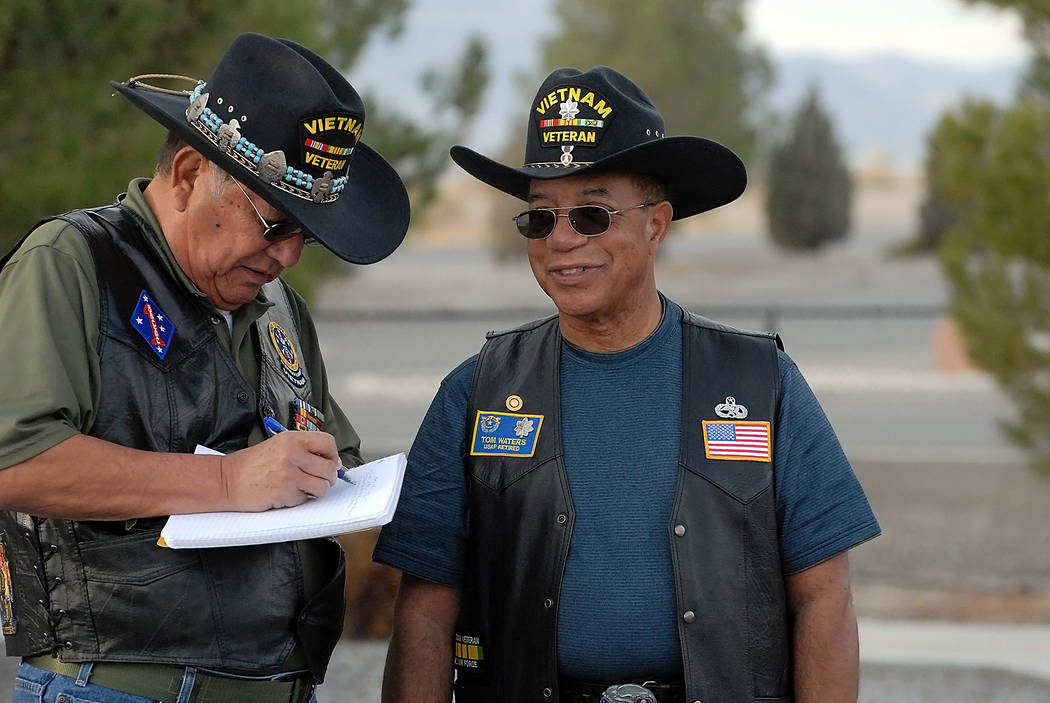 Horace Langford Jr./Pahrump Valley Times 
This photo shows Dr. Tom Waters (right) with Jose Teles. Dan Peterson, Chapter 730 commander, said he was invited by Waters to be a speaker at the Pahrump ...