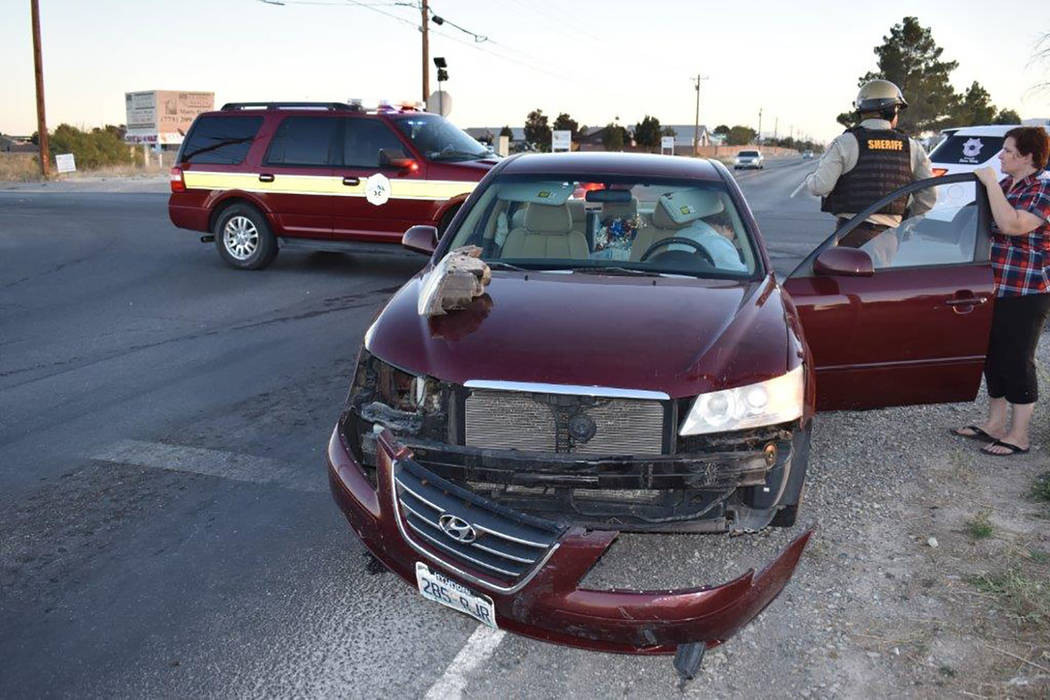 Special to the Pahrump Valley Times
Local emergency crews responded to a two-vehicle crash along Homestead Road at Manse on Monday afternoon. The occupants of both vehicles sustained minor injurie ...