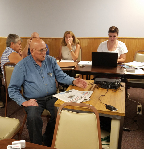 Horace Carlyle speaks to members of the Tonopah Town Board on Aug. 24 at the convention center. The town and Nye County are facing challenges to the ambulance service resulting from the closure of ...