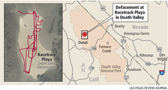 Illegal tire tracks mar popular Death Valley site