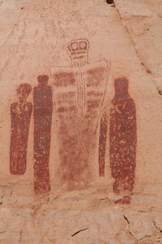 These pictographs at the Great Gallery feature life-size anthropomorphic figures. Painted on the walls of Horseshoe Canyon, their type is classified as “Barrier Canyon style.”
Deborah Wall/Spe ...
