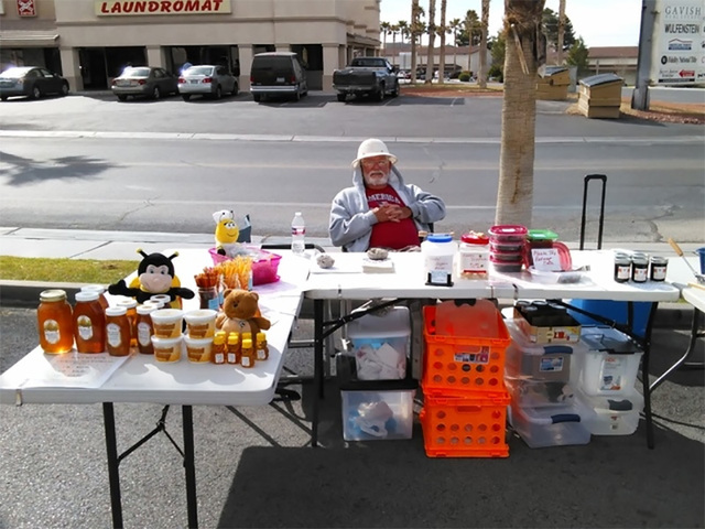 A Pahrump Farmers Market vendor awaits customers during an event in the Draft Picks parking lot earlier this year. All vendors must adhere to what’s known as ‘Cottage and Craft Food’ state r ...