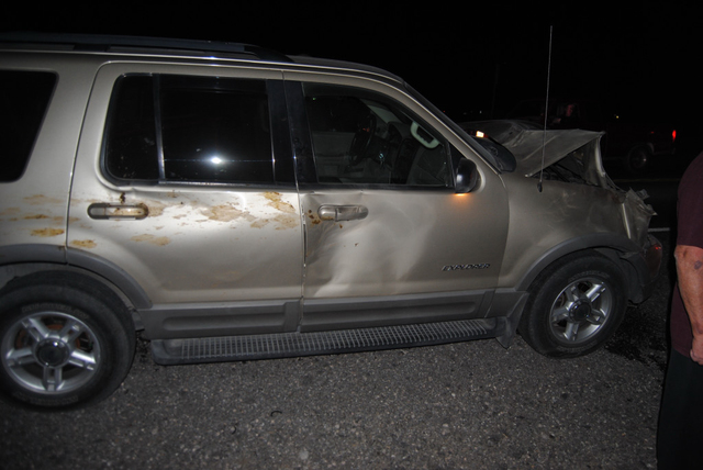 The driver of a gold SUV is recovering after striking two burros along Highway 160 near Simkins Road last Wednesday evening. One burro died following the impact while the second, with severe injur ...