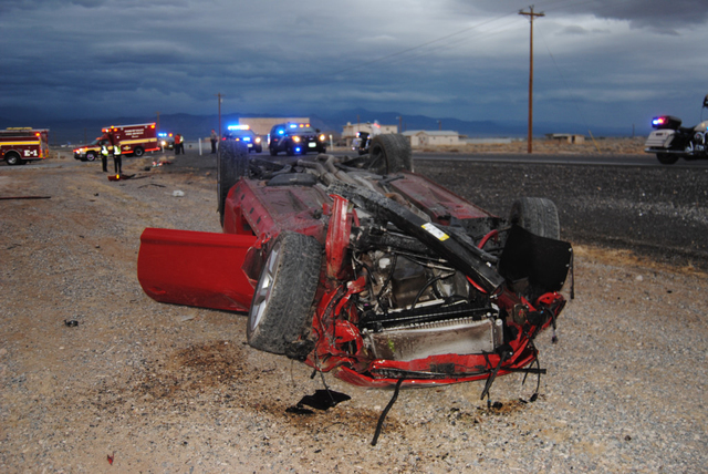 The driver of a red Chevrolet sedan was transported to Desert View Hospital following a rollover crash on Highway 372 near Bannavitch Road just before 4 p.m. on Thursday. The man, conscious and al ...