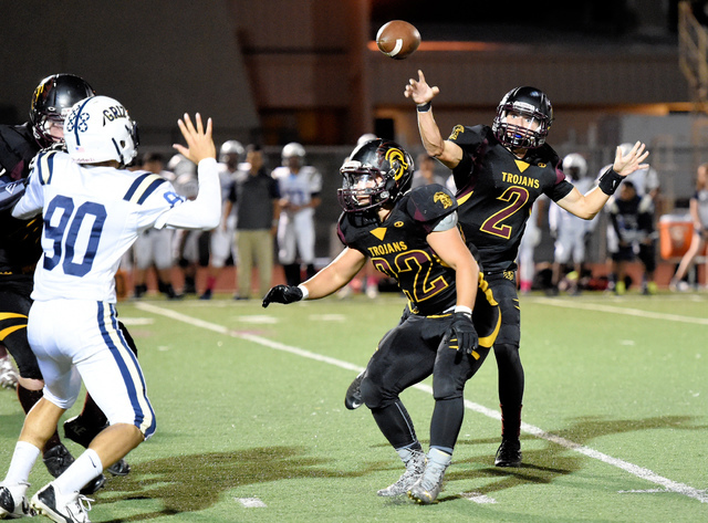 Peter Davis / Special to the Pahrump Valley Times
Peter Davis was the winner of this year's "Best Sports Photo" contest. The picture shows former Trojans QB throwing against Spring Valley last sea ...