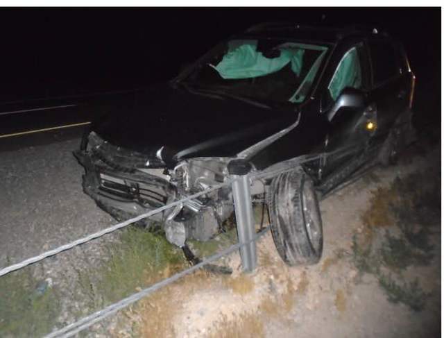 A unidentified woman crashed her Chevrolet SUV into the cable wires in the median of State Route 160 early Wednesday morning and fled the scene before Nevada Highway Patrol troopers arrived on the ...