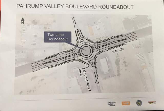 The Pahrump Valley Boulevard roundabout with be two-lane version, while the Blagg Road one will be a one-lane roundabout.

Mick Akers/Pahrump Valley Times