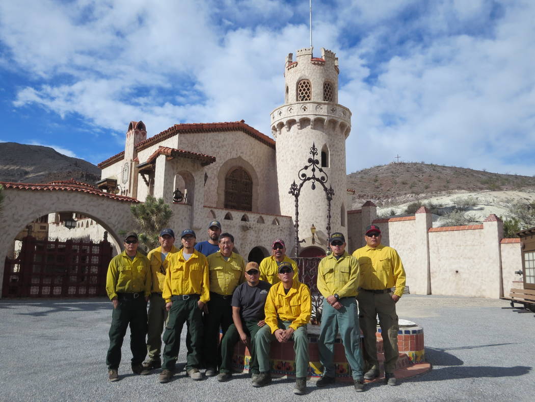 A National Park Service crew from Mesa Verde National Park helped remove mud from inside and around the historic buildings at Scotty’s Castle. 
Special to the Pahrump Valley Times