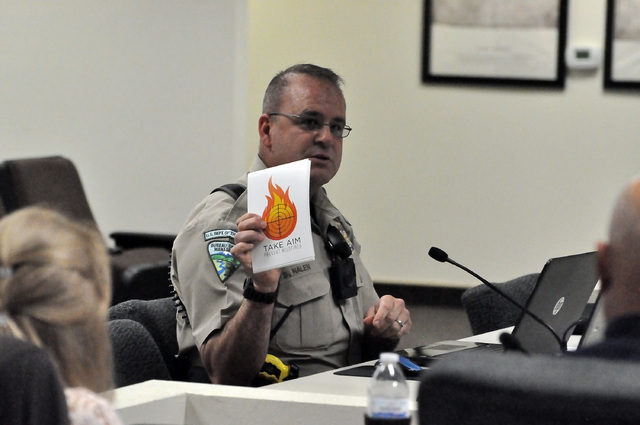 Horace Langford Jr. / Pahrump Valley Times 
Shane Nalen, supervisory ranger at the BLM’s Southern Nevada District speaks during the Mojave-Southern Great Basin Resource Advisory Council meeting  ...