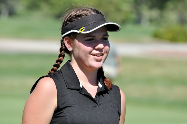 Horace Langford Jr. / Pahrump Valley Times 

Above, Makalea Petrie shot a 212 at state in the two-day event and opens to return again this year. Her coach believes she has a lot of potential.