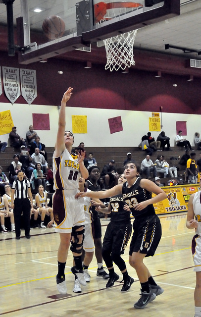 Horace Langford Jr. / Pahrump Valley Times 

Jill Smith sinks a basket against Bonanza on Monday night. Smith had 7 points for the night.