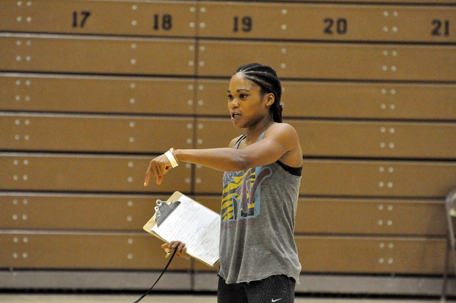 Horace Langford Jr./Pahrump Valley Times 
Dominique Maloy returns to Pahrump to give a sports clinic at the high school. She has one more week.