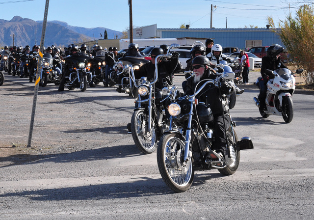 Members of the Tribe Motorcycle Club hit the streets to deliver toys two years ago. The group will again be delivering gifts to area children for the 20th year on Sunday.
Special to the PahrumpVal ...