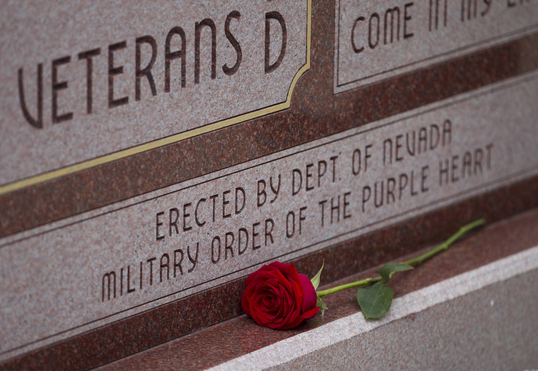 Erik Verduzco/Las Vegas Review-Journal
A rose during the National Purple Heart Day memorial ceremony at the Southern Nevada Veterans Memorial Cemetery in Boulder City earlier this year.