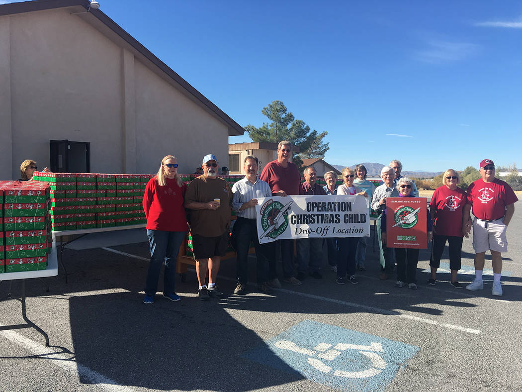 Special to the Pahrump Valley Times 
Pictured at Grace Lutheran Church, volunteers of Pahrump’s Operation Christmas Child, and the non-denominational organization Samaritan’s Purse, collected  ...